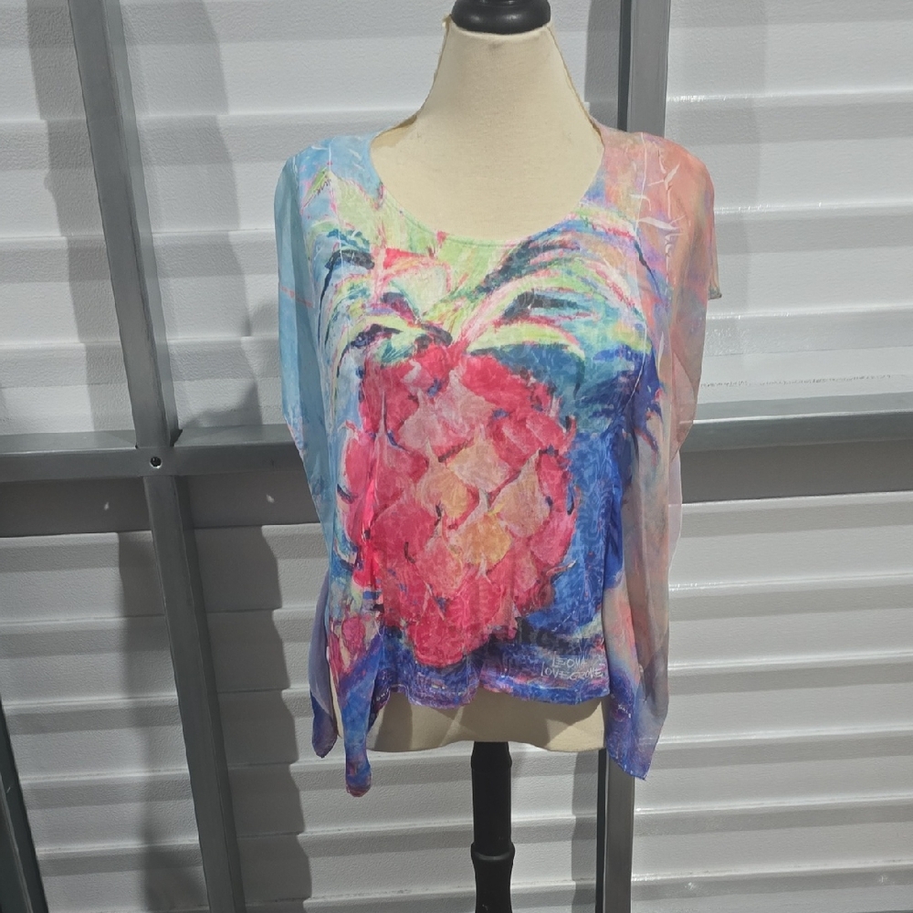 Leoma Lovegrove Colorful Abstract Women's‎ Blouse Size Small